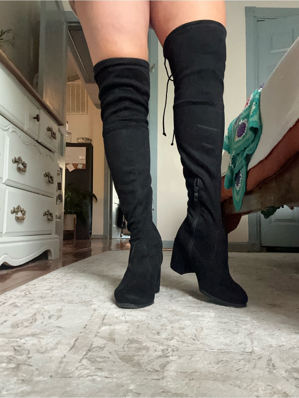 Women’s Black Over-the-Knee Wedge Boots